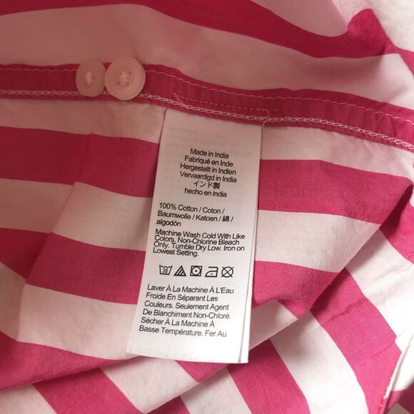 J Crew Shirt Womens SZ 6 Garçon Pink White Striped Long Sleeve Button Up Preppy - Picture 6 of 10